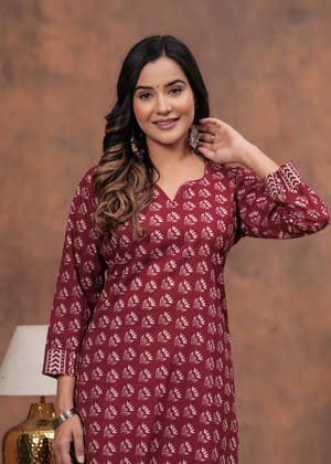 Stitched Cotton Sets Elegant Hand Block Printed Cotton Kurti Sets perfect for daily wear and festive occasions!Comfort fit | Soft breathable fabric |Pure Cotton 60*60.