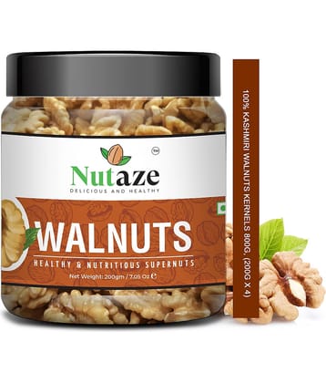 Nutaze Natural Kashmiri Walnuts Kernels (Walnuts Without Shell) 800g (200g x 4) , | Kashmiri Walnuts | Fresh Akhrot Giri | Rich in Antioxidant & Omega-3.