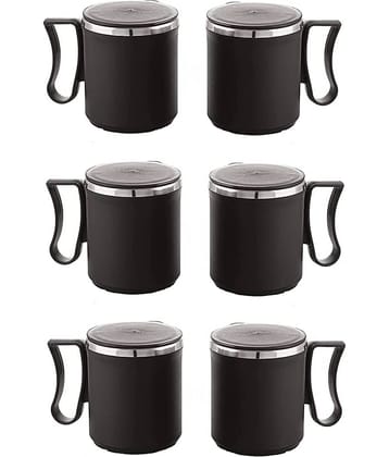 Dynore - Black Steel Coffee Mug ( Pack of 6 )