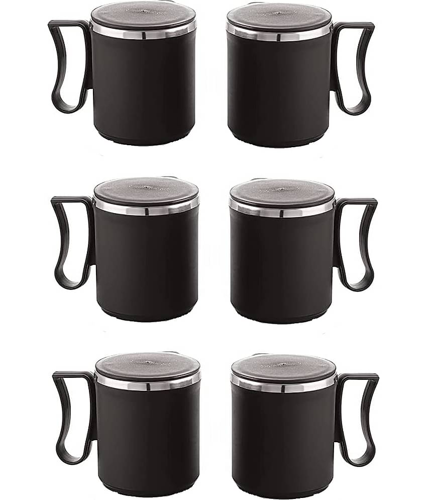 Dynore - Black Steel Coffee Mug ( Pack of 6 )