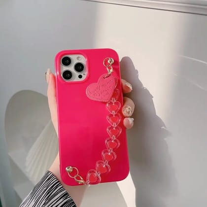 3D Heart Bracelet Hot Pink Glossy Soft Silicone iPhone Case-iPhone 12 / iPhone 12 Pro