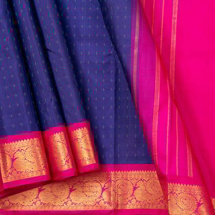 Blue Ganga Jamuna Border Kanchipuram Silk Saree For Festive Wear PV NYC 1471