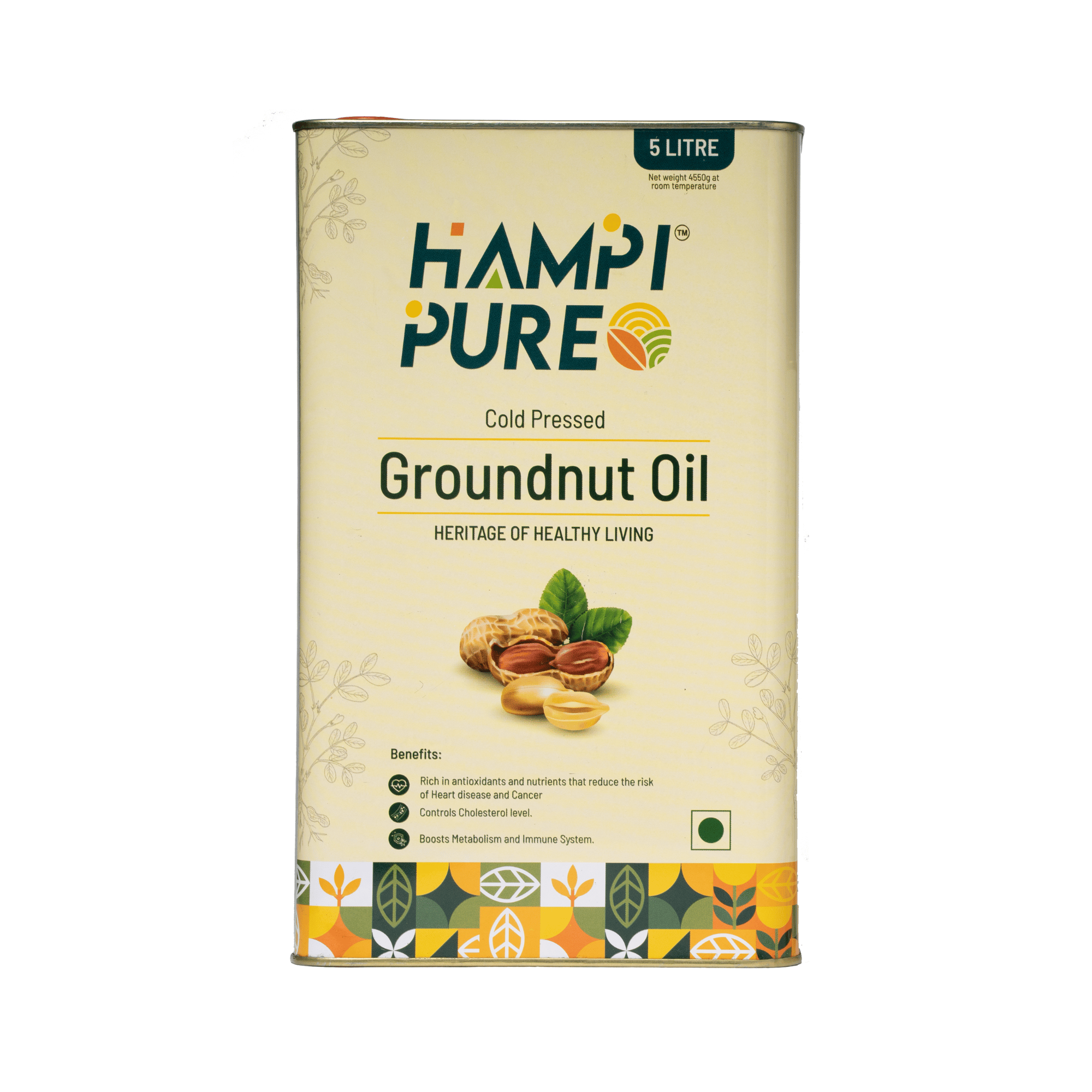 Hampi Pure Premium Cold Pressed Groundnut Oil - 100% Pure, Unrefined, and All-Natural