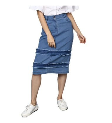Womens Denim Washed Buttoned Skirt Size M (Blue)