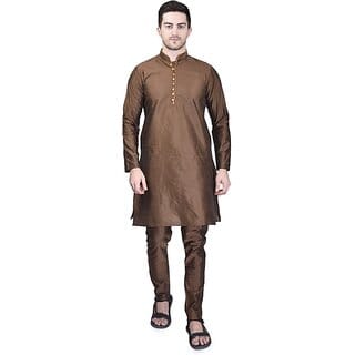 PrintCultr Men Kurta and Pyjama Set (Brown)