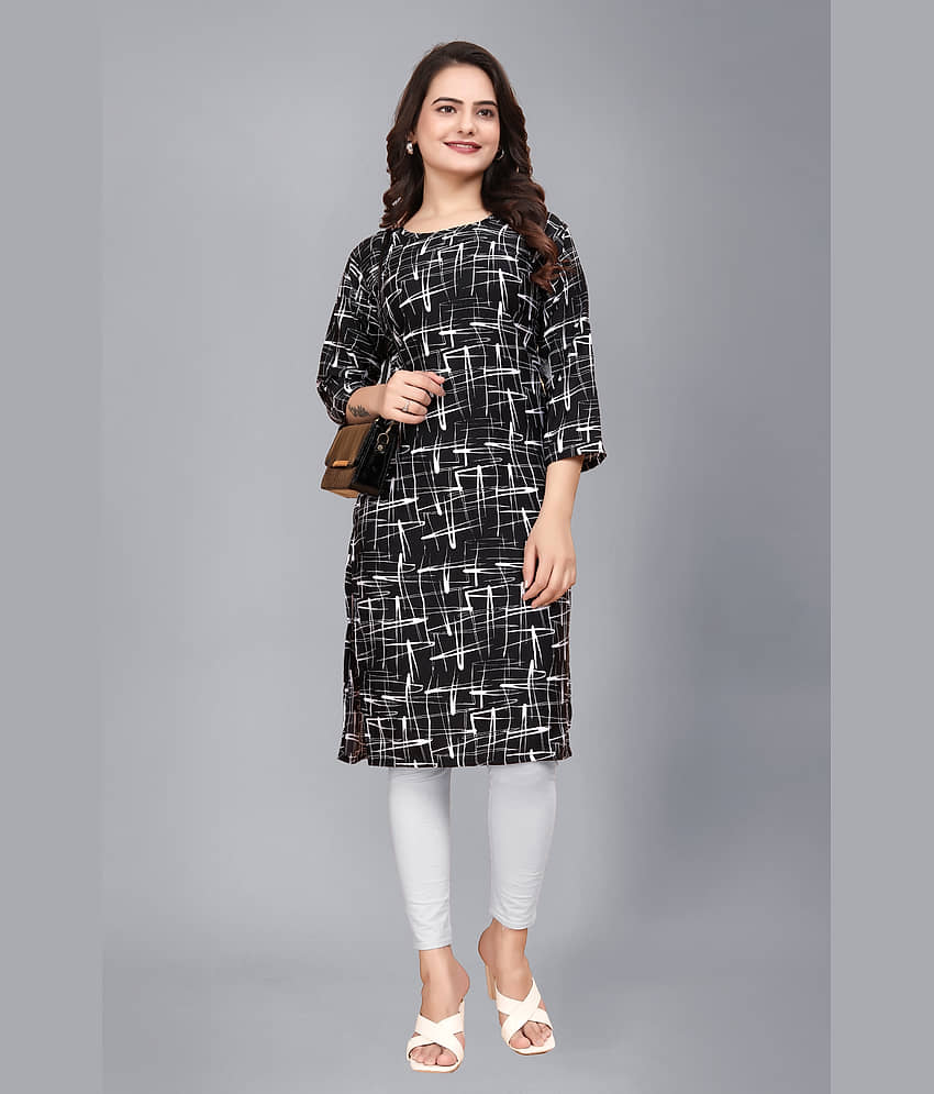 AK FASHION MALL Pack of 1 Crepe Printed Straight Women's Kurti - ( Multicolor )