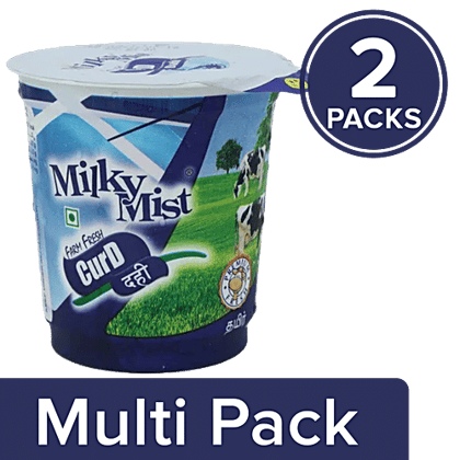 Milky Mist Farm Fresh Curd/Dahi - Premium, No Preservatives, 2x400 g Multipack