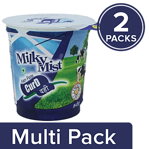 Milky Mist Farm Fresh Curd/Dahi - Premium, No Preservatives, 2x400 g Multipack