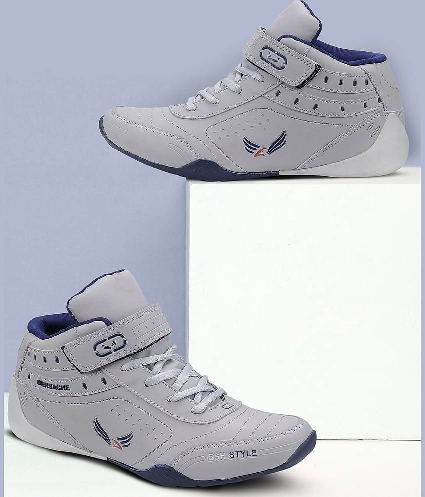 Bersache Men Casual Shoes Light Grey Men's High Tops Shoes