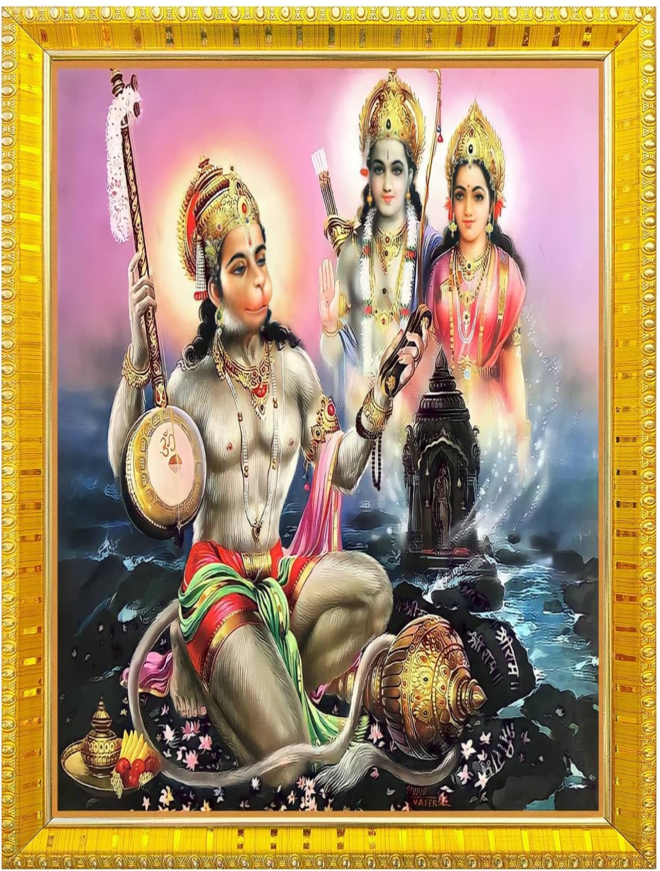 NOKKES Hanuman Bajrangbali Hanumanji Maruti Golden 5X7 Inch Photo Frame_AQW49
