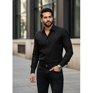 Casualbud Black Men's Cotton Formal Shirt