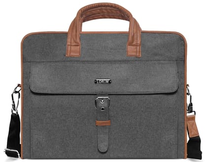 LOREM Grey Color Linen 10L Laptop Messenger Bag For Men BG58