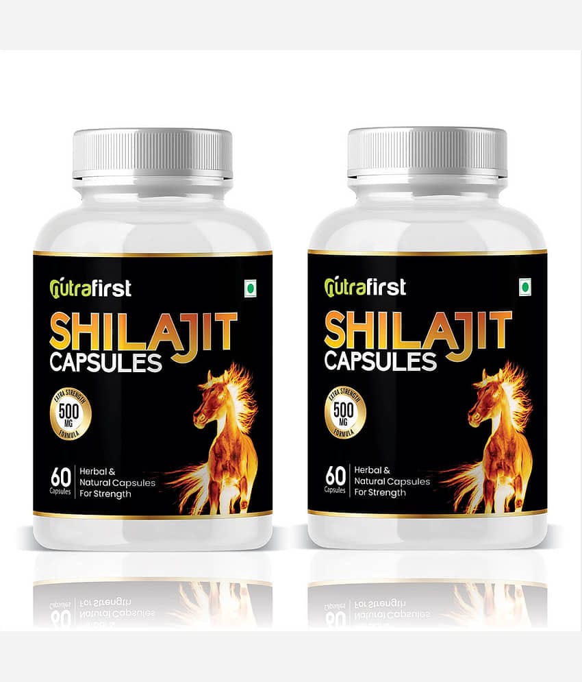 NutraFirst Shilajit Capsule, to boost Testosterone Levels, Vigour and Stamina for Men, Vegeterian Capsule, 2B (2 x 60 Capsules)