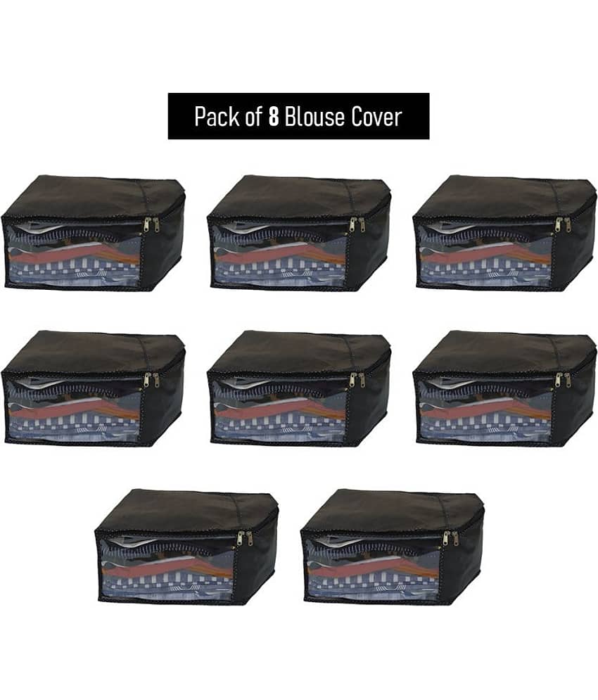Sh Nasima Blouse Covers Organizer Non Woven Blouse Storage Bag With Transparent Window Black less pack Of 8
