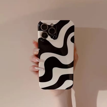 Black White Waves Protective iPhone Case-iPhone 14 Plus / iPhone 15 Plus