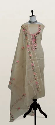 Kota Doria Dress Material Biscuit Floral Yoke Kota Doria Dress Material Biscuit Floral Yoke