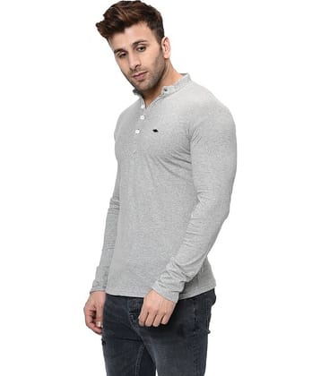Alexender Cotton Blend Regular Fit Self Design Full Sleeves Men's Henley T-Shirt - Grey ( Pack of 1 )