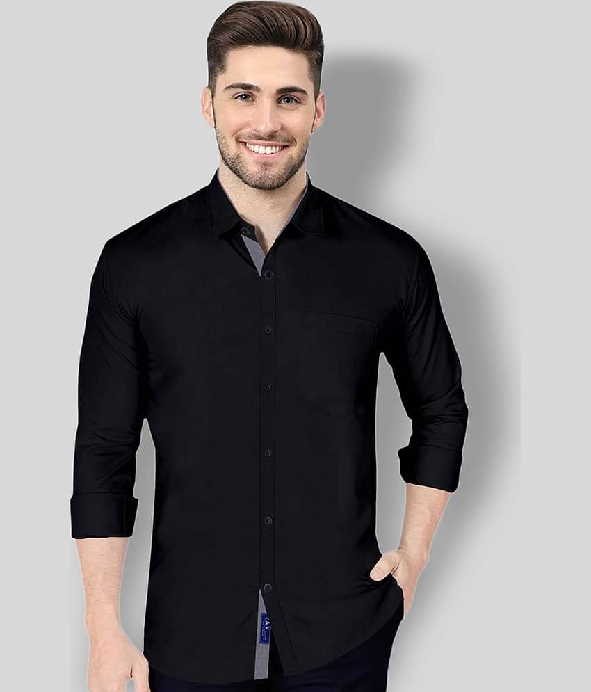 P&V CREATIONS - Black Cotton Blend Regular Fit Men's Casual Shirt (Pack of 1)