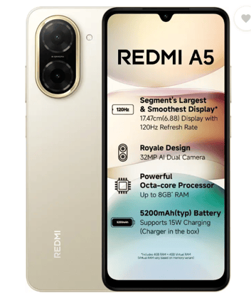 Redmi A5 ( Jaisalmer Gold,  3 GB) (64 GB RAM)