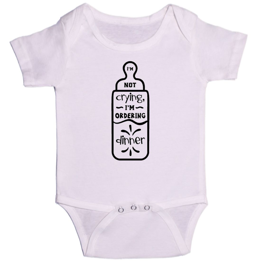 White Im Not Crying Im Ordering Dinner Cotton Romper For 6 To 12 Months