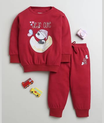 BUMZEE Pack of 1 Baby Girls Cotton Sweatshirt & Jogger Set ( Maroon )