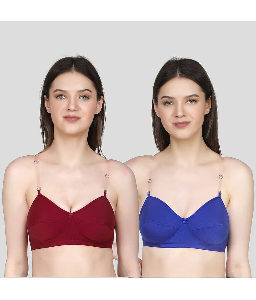 TCG Pack of 2 Cotton Blend Non Padded Women's Everyday Bra ( Blue )