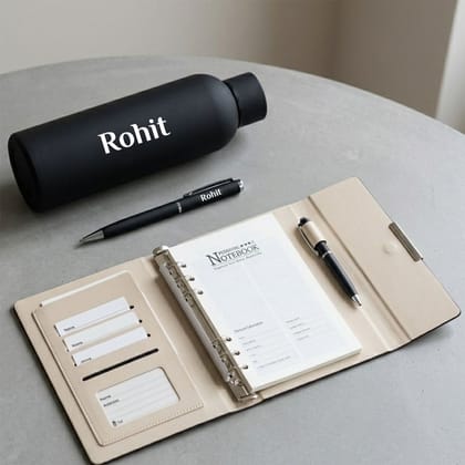 Engraved 3-in-1 Planner Diary with Flask Bottle, Pen Gift Set