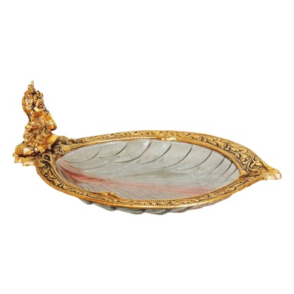 Aluminium With Glass Showpiece Laddu Gopal Plate Statue (ASMAS178 G)