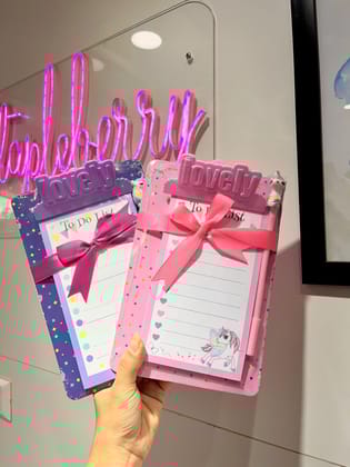 Notepad with pen | quirky notepad | bow notepad-Purple