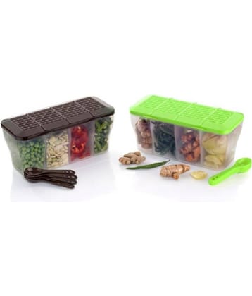 MAGICSPOON Plastic Multicolor Multi-Purpose Container ( Set of 2 )
