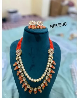 Kundan beads long necklace