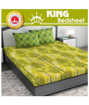 DIVINE CASA Cotton King Bedsheet ( Green )