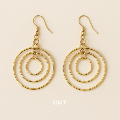 Golden Circle Dangle Hoop Earring