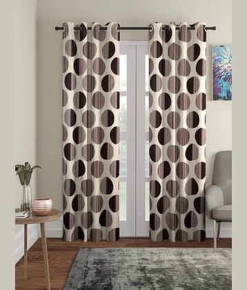 Cortina - Polka Dots Printed Room Darkening Eyelet Curtain-7 Ft-pack of 2