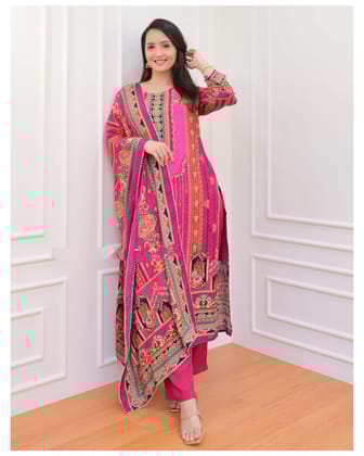 Rani Pink Printed Salwar Suits .-M-38