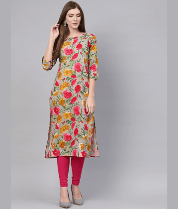 Vaamsi Rayon Printed Straight Women's Kurti - Grey ( Pack of 1 )