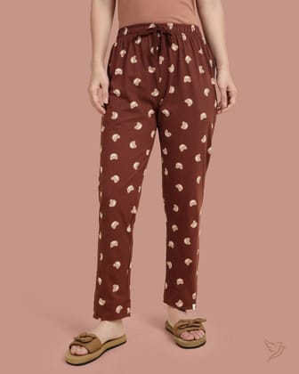 Teddy bear Printed Night Pants - Dark Chocolate-XS / Dark Chocolate