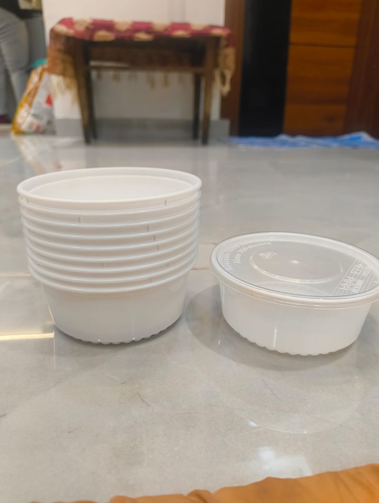 30 Piece, White small container. 250ml