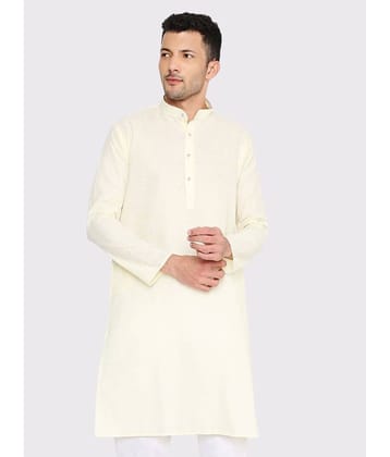 Maharaja - Cream Cotton Blend Men's Regular Kurta ( Pack of 1 )
