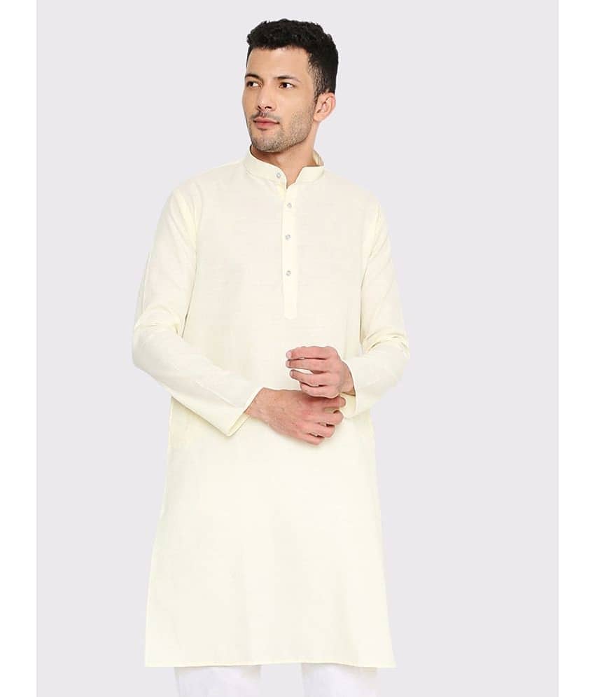 Maharaja - Cream Cotton Blend Men's Regular Kurta ( Pack of 1 )