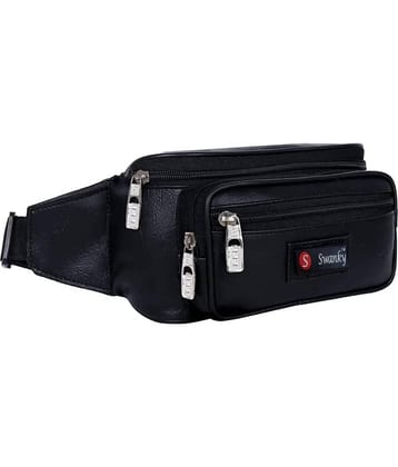 Swanky Travel Waist bag Leather Black Waist Pouch
