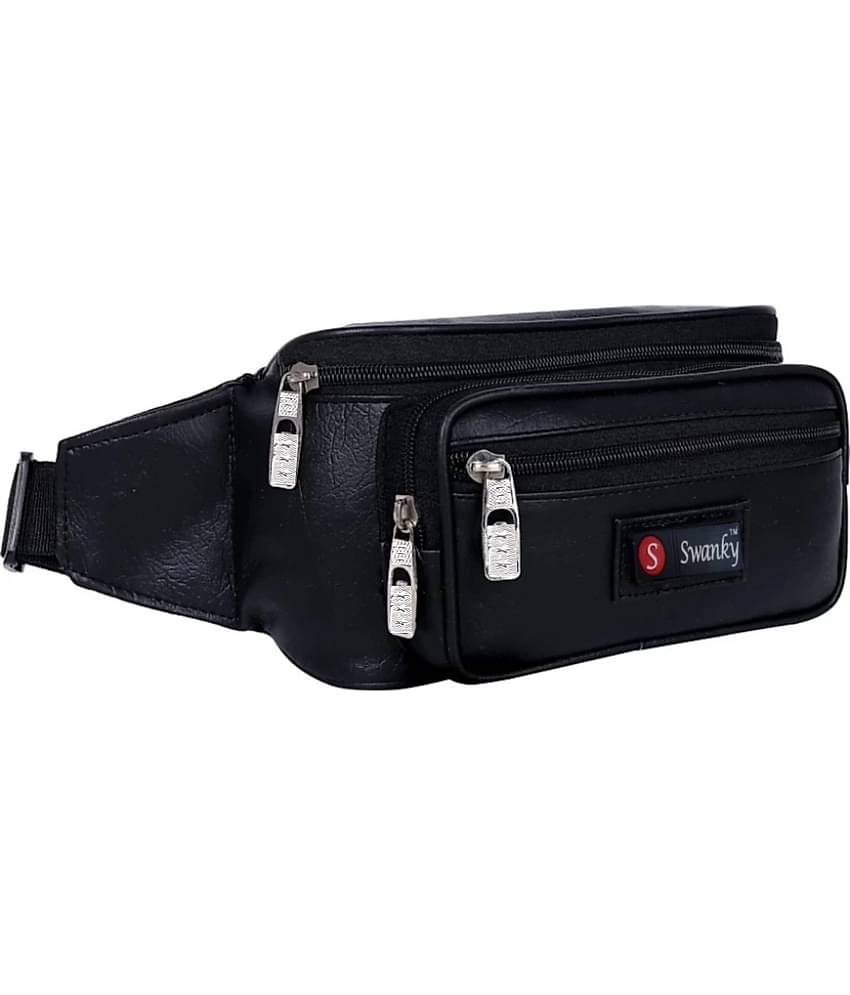 Swanky Travel Waist bag Leather Black Waist Pouch