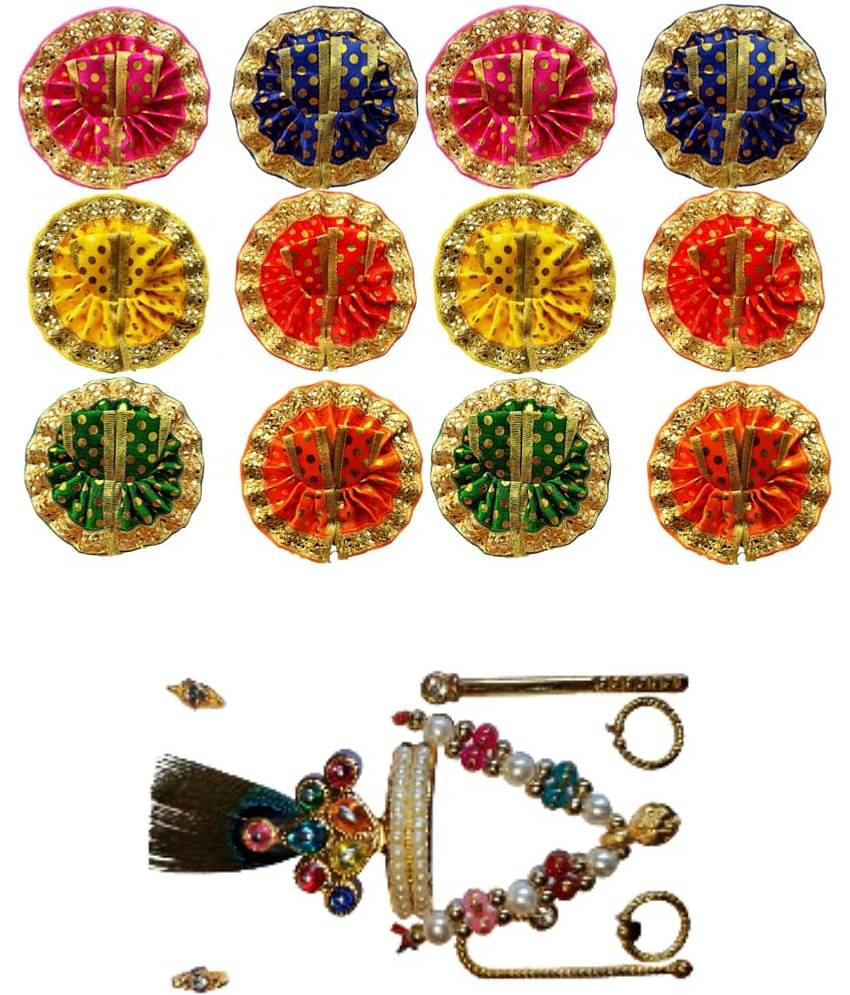 Lootnixx Laddu Gopal Krishna Dress Only For (Size 1 No ) 12 Pc Poshak 1 Mukut Set Dress