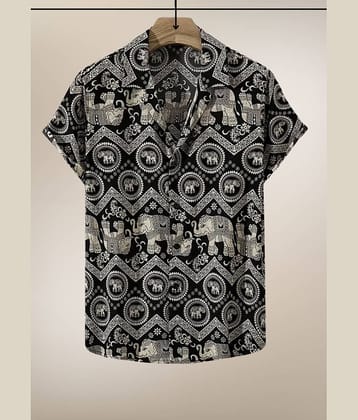 BEAUE Poly Cotton Regular Fit Printed Half Sleeves Men's Casual Shirt - Black ( Pack of 1 )