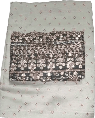 Exquisite White Floral Saree with Blushing Blouse