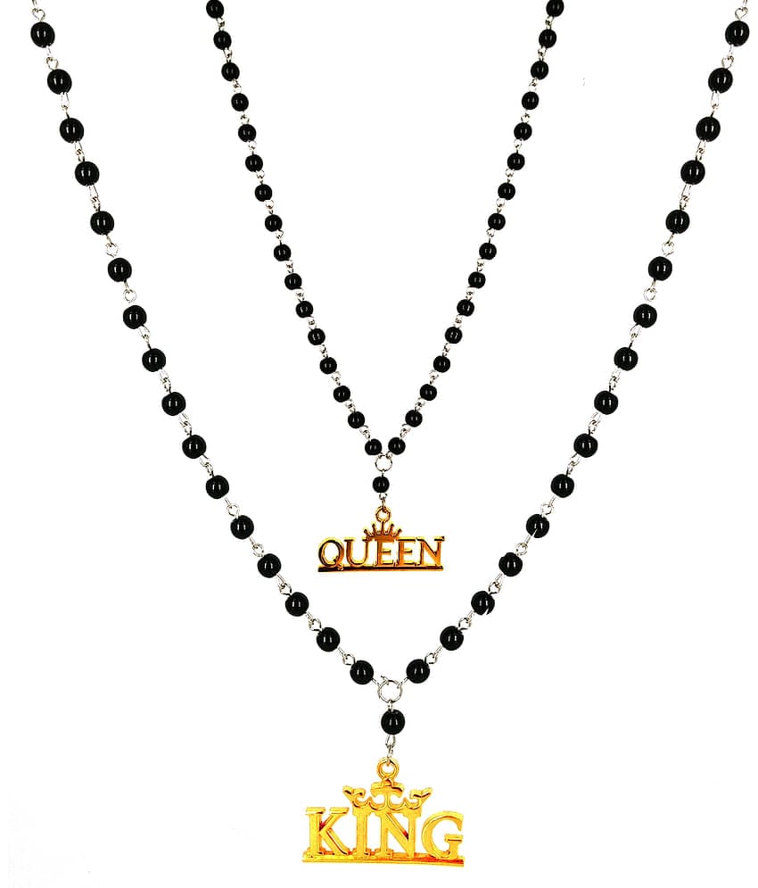 shankhraj mall Black Ball King Queen Long Chain  Combo For Men Or Women-100401