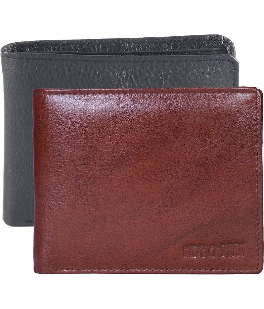 Hide&Sleek - Multicolor Leather Men's Regular Wallet ( Pack of 2 )
