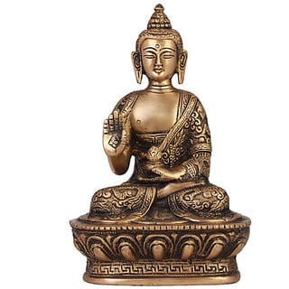 Sambhaav The Sacred Blessing of Peace Seated Brass Lord Buddha with Closed Eyes (7 Inch)