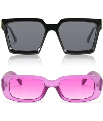 Kanny Devis - Black Rectangular Sunglasses ( Pack of 2 )