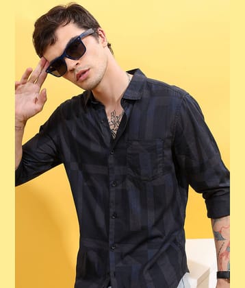 Highlander 100% Cotton Slim Fit Printed Full Sleeves Men's Casual Shirt - Dark Grey ( Pack of 1 )